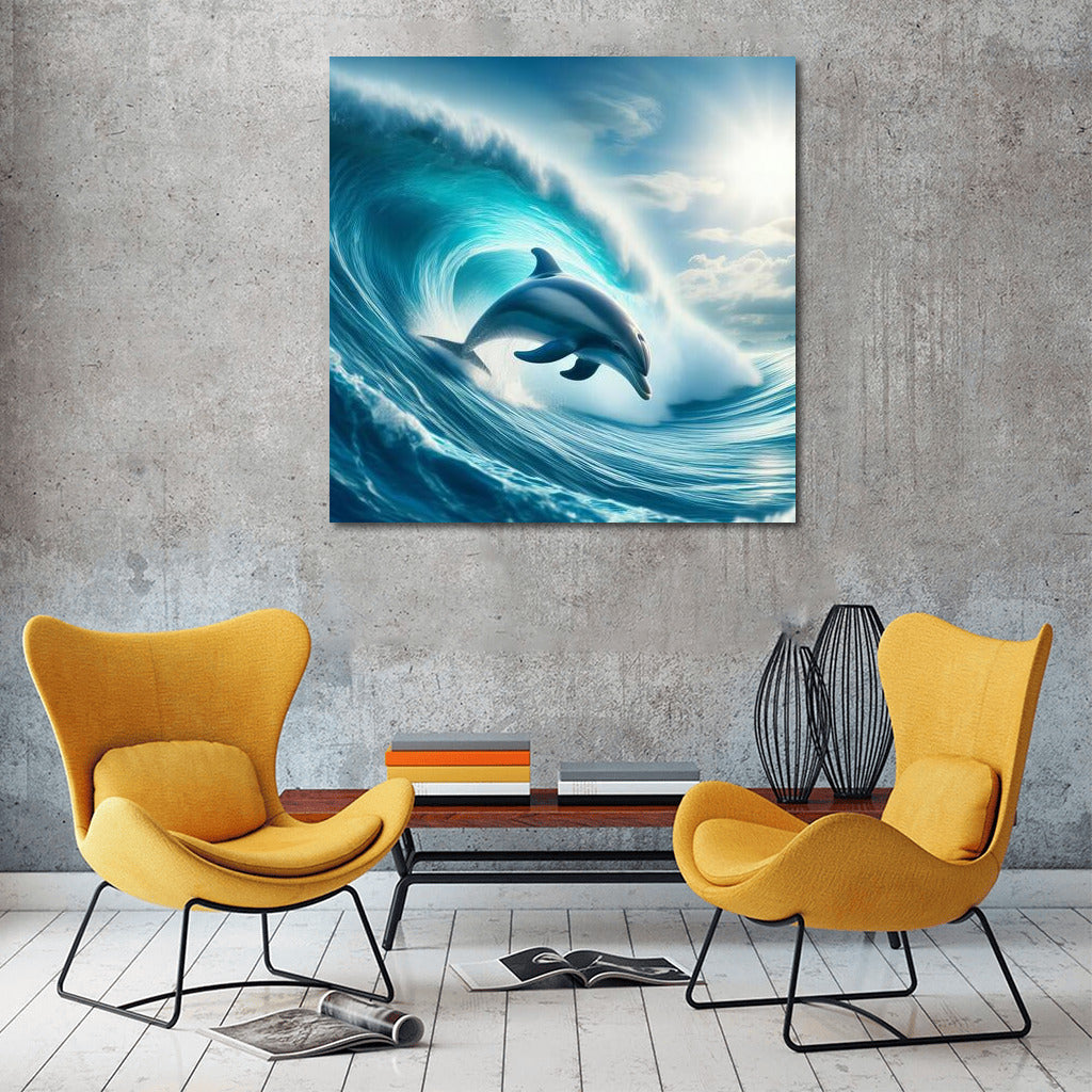 Dolphin on the Crest of a Giant Wave: Ocean Dreams