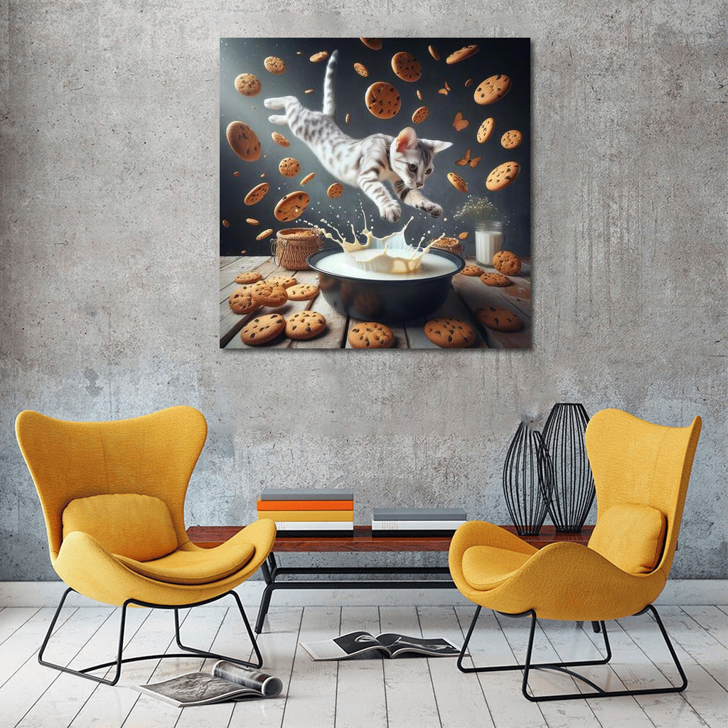 Egyptian Mau: Dive into the Milky Ocean with Flying Cookies