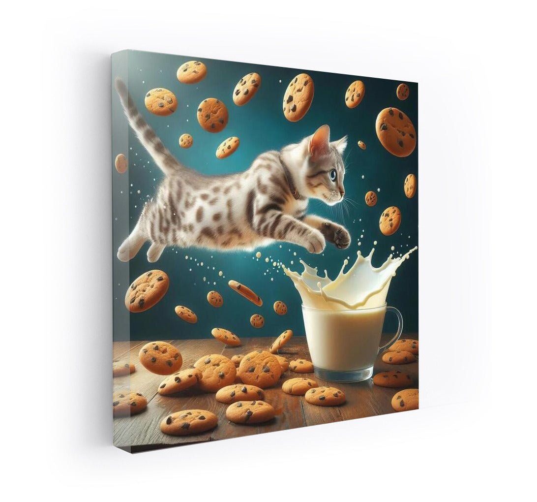 Egyptian Mau in a milk swirl with cookies