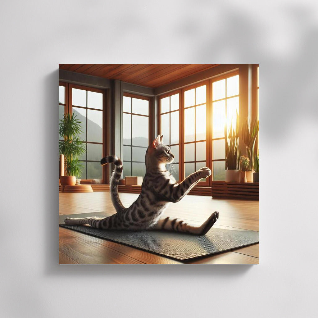 Egyptian Mau at Dawn: Yoga Pose for Wall Charm