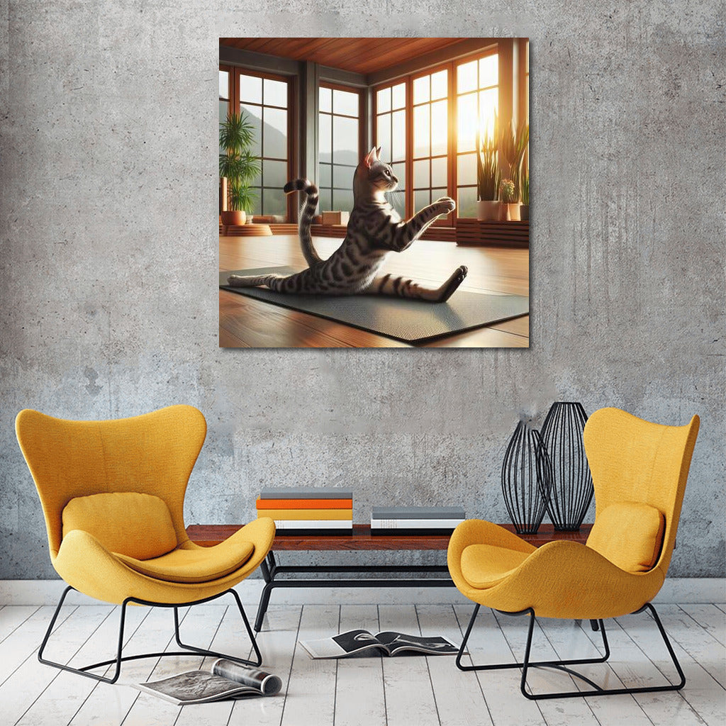 Egyptian Mau at Dawn: Yoga Pose for Wall Charm
