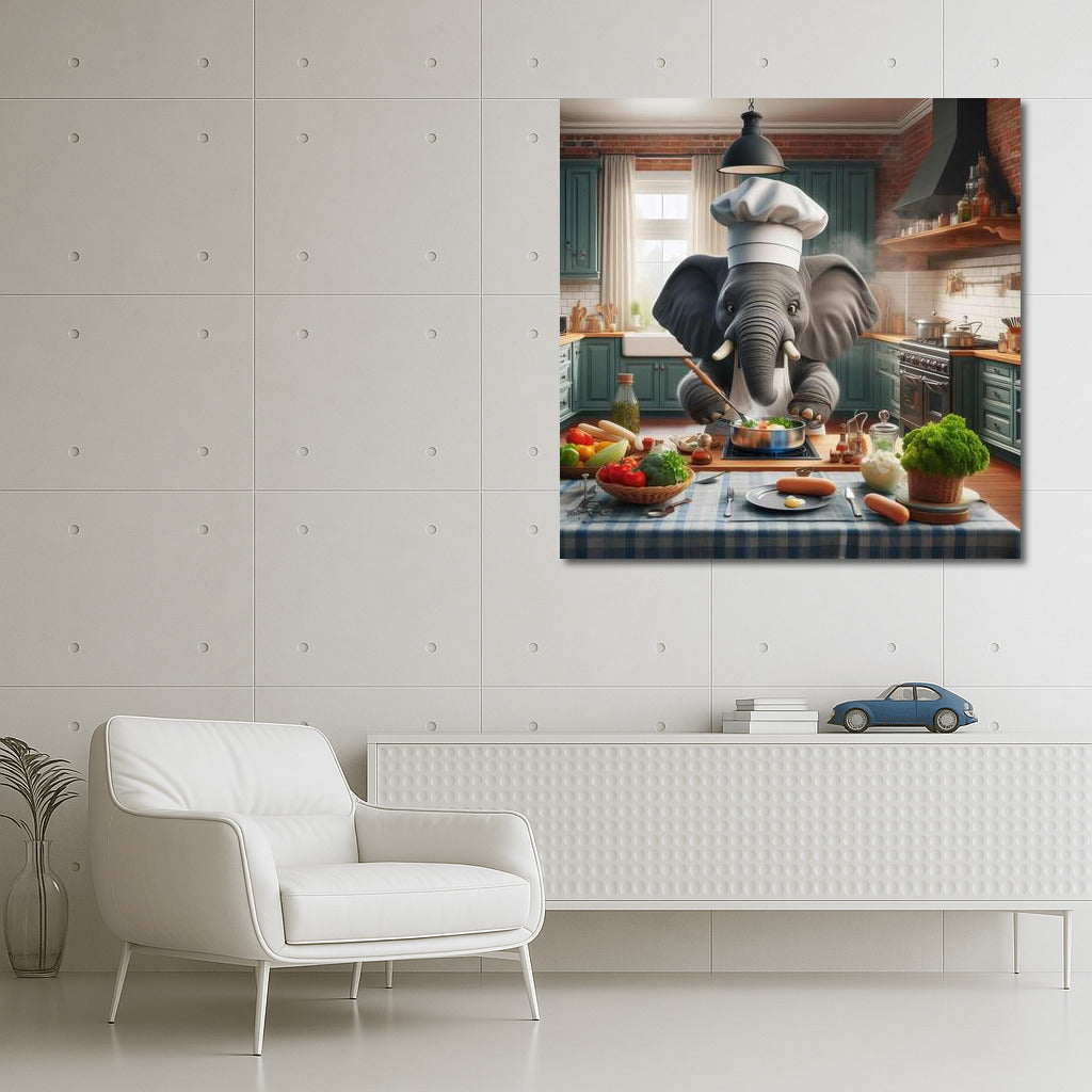 Elephant Chef in the Kitchen: A Mischievous Dinner Adventure