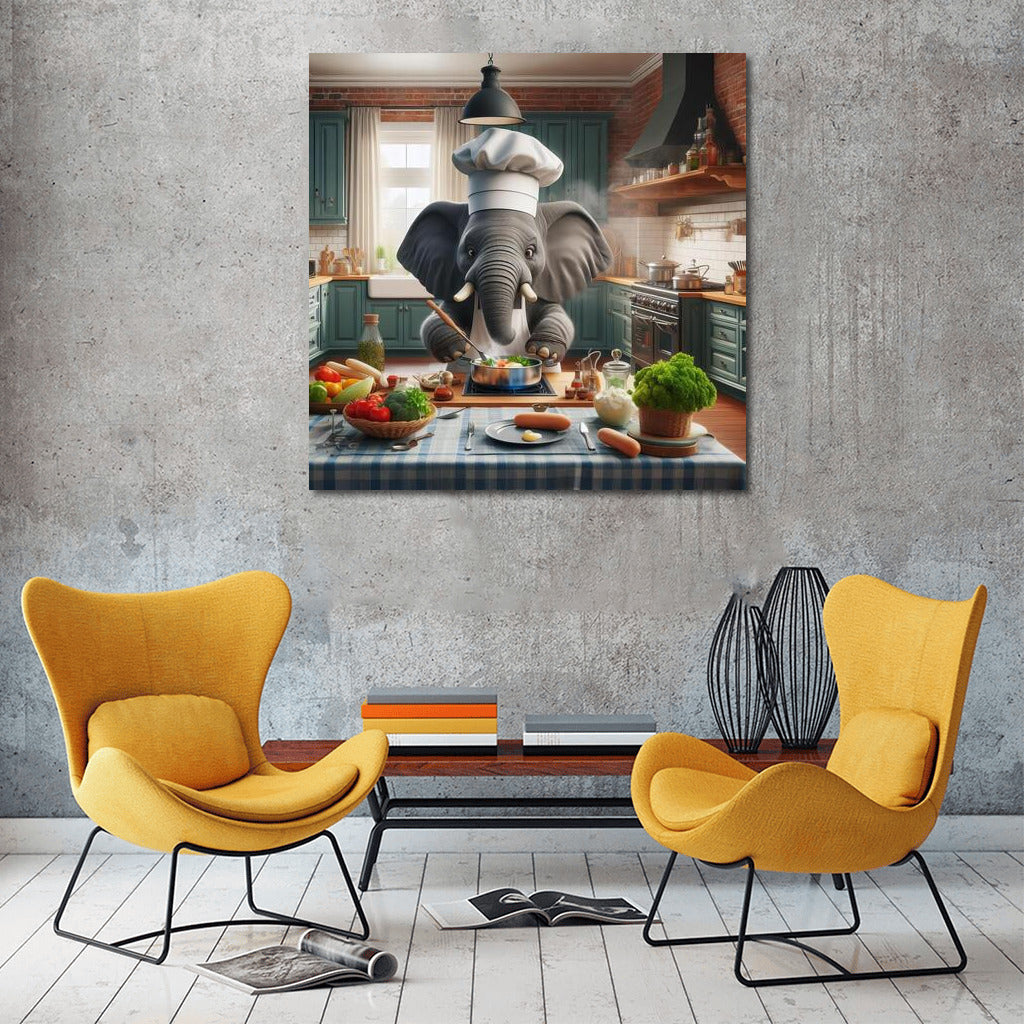 Elephant Chef in the Kitchen: A Mischievous Dinner Adventure