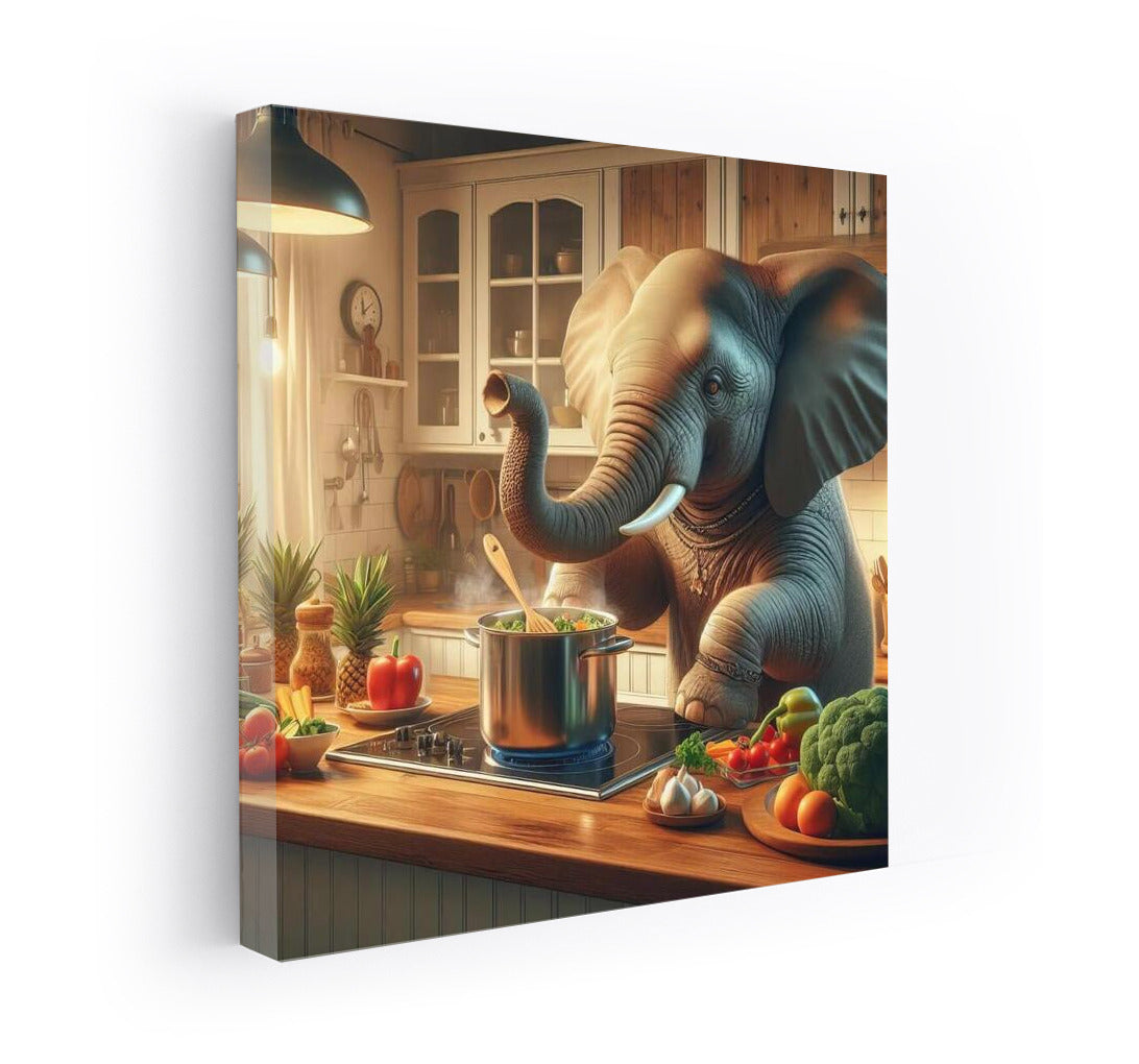 Culinary Adventure: Elephant Cooks Dinner in the Kitchen