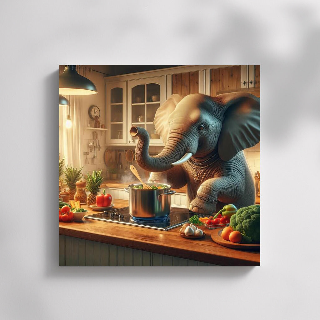 Culinary Adventure: Elephant Cooks Dinner in the Kitchen