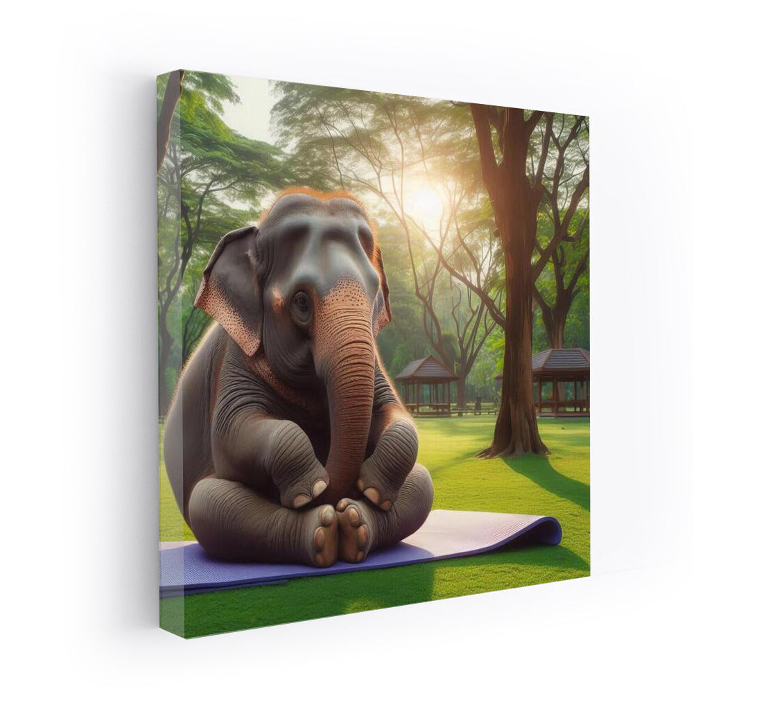 Yoga Elephant in the Park: Cozy Humor for Your Interior