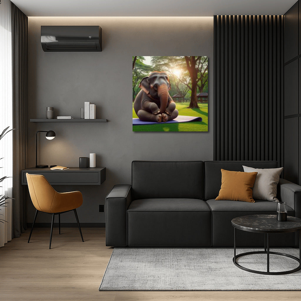 Yoga Elephant in the Park: Cozy Humor for Your Interior