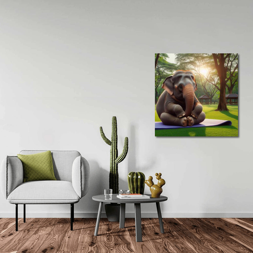 Yoga Elephant in the Park: Cozy Humor for Your Interior