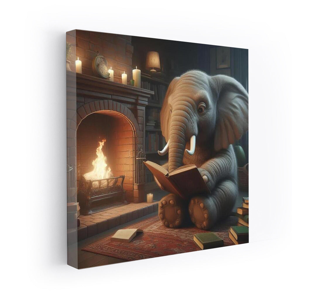 Elephant by the Fireplace: Evening Reading