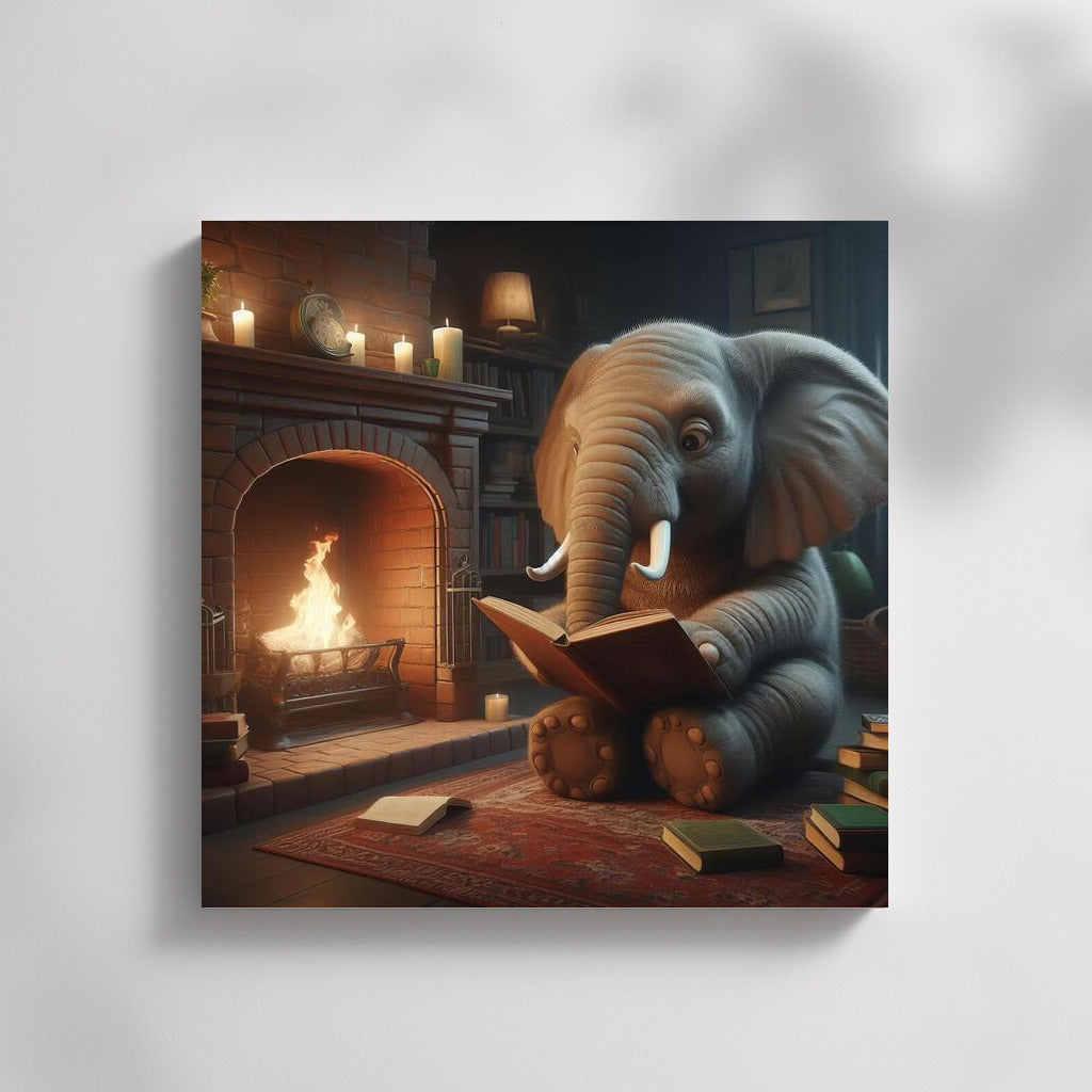 Elephant by the Fireplace: Evening Reading