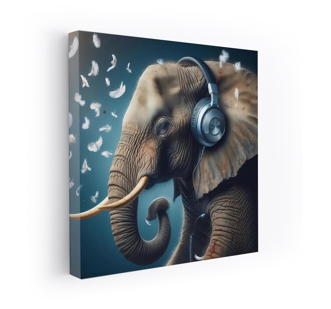Musical Elephant in Headphones: Creative Interior Decor