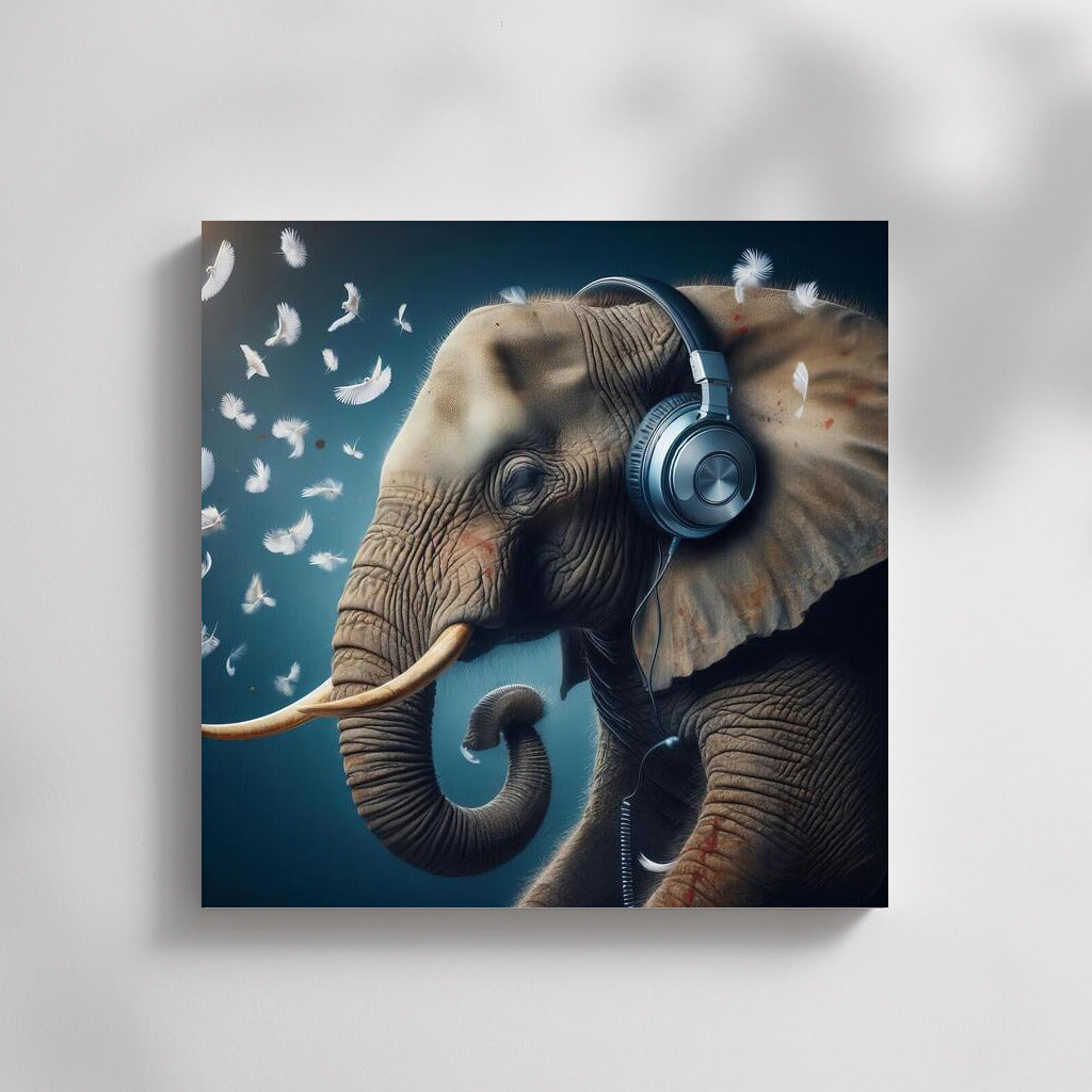 Musical Elephant in Headphones: Creative Interior Decor