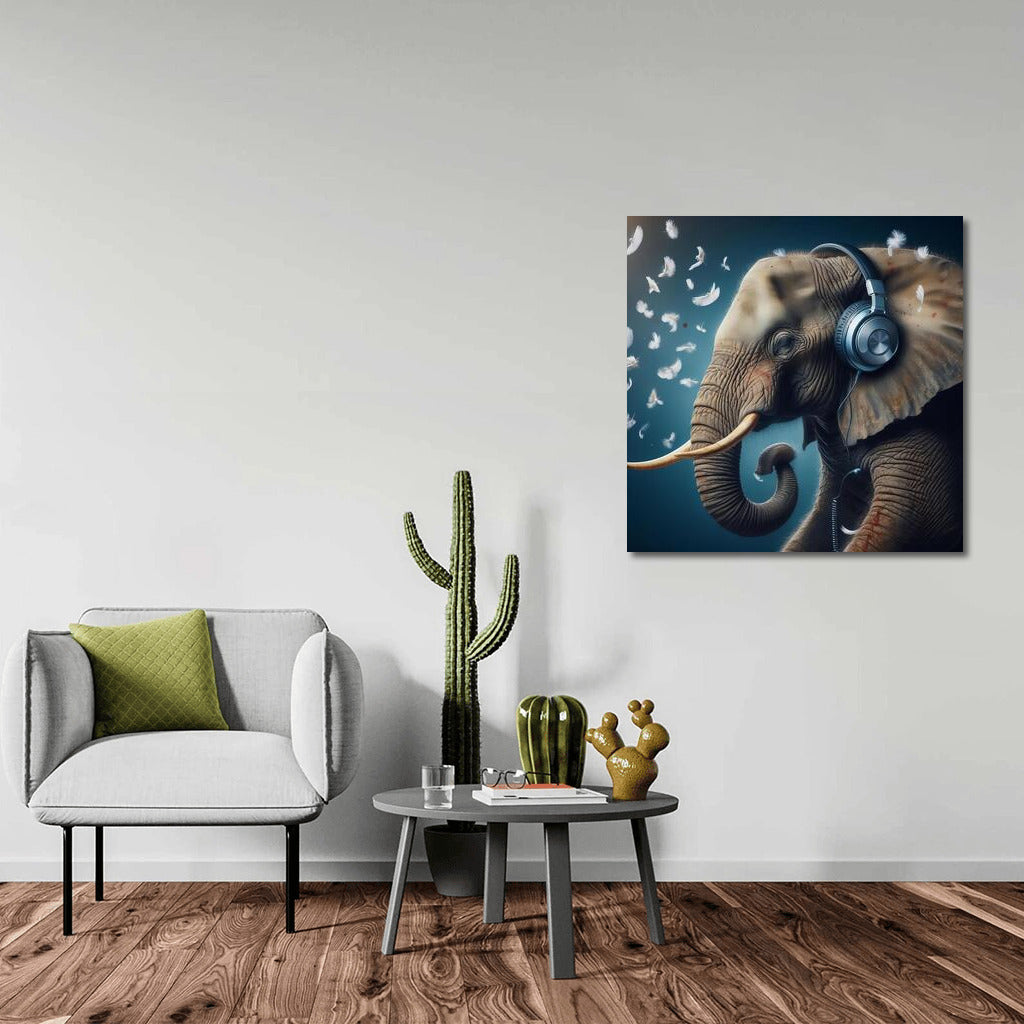 Musical Elephant in Headphones: Creative Interior Decor