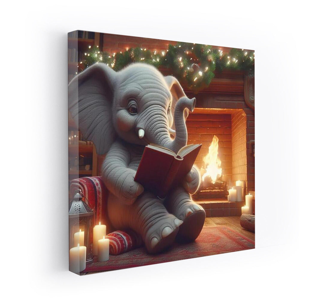 Elephant by the Fireplace: Reading in Warmth and Comfort