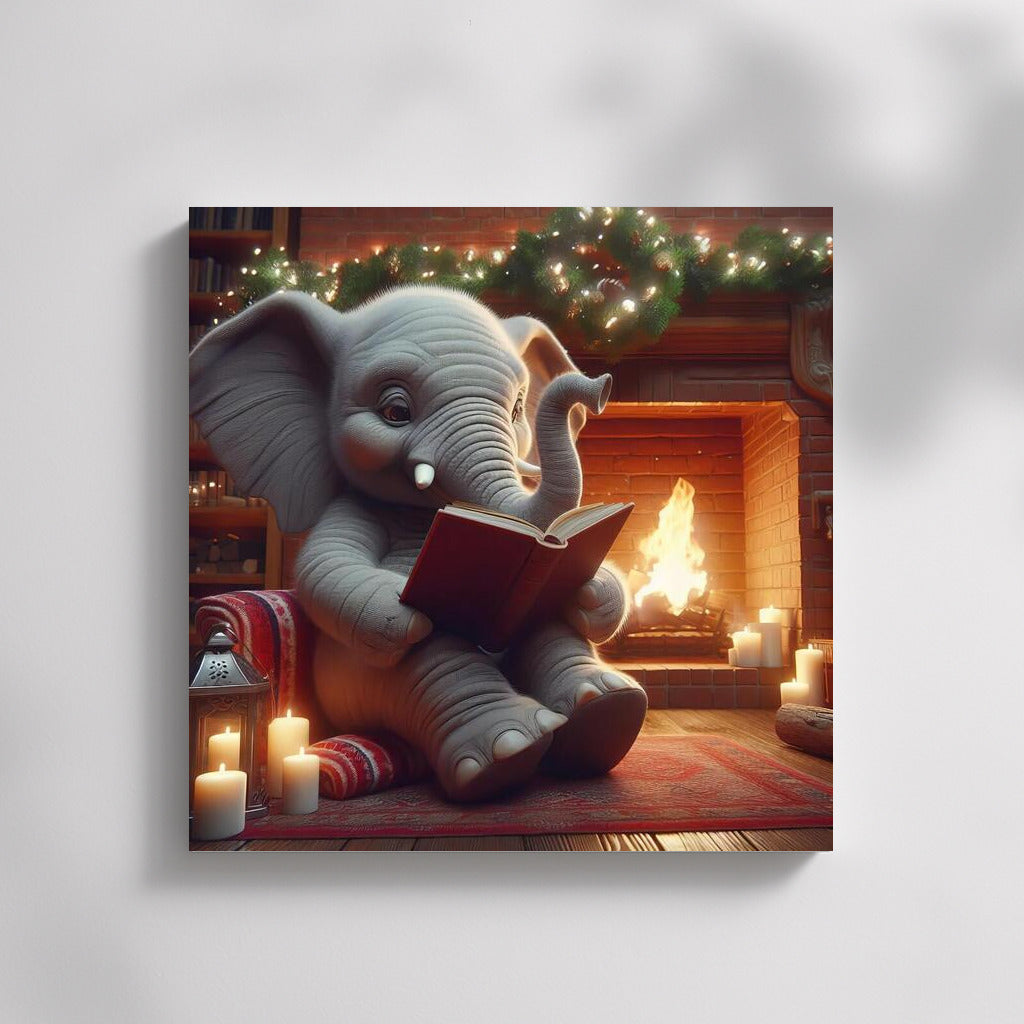 Elephant by the Fireplace: Reading in Warmth and Comfort