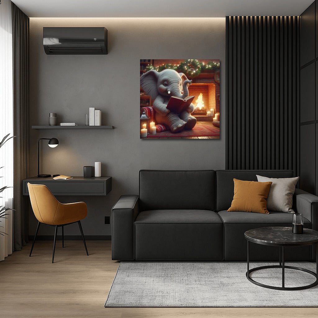 Elephant by the Fireplace: Reading in Warmth and Comfort