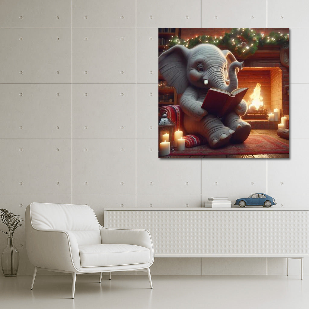 Elephant by the Fireplace: Reading in Warmth and Comfort