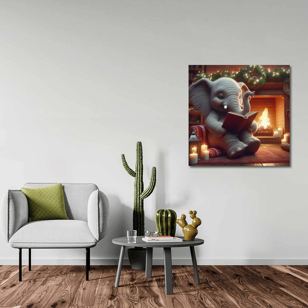 Elephant by the Fireplace: Reading in Warmth and Comfort
