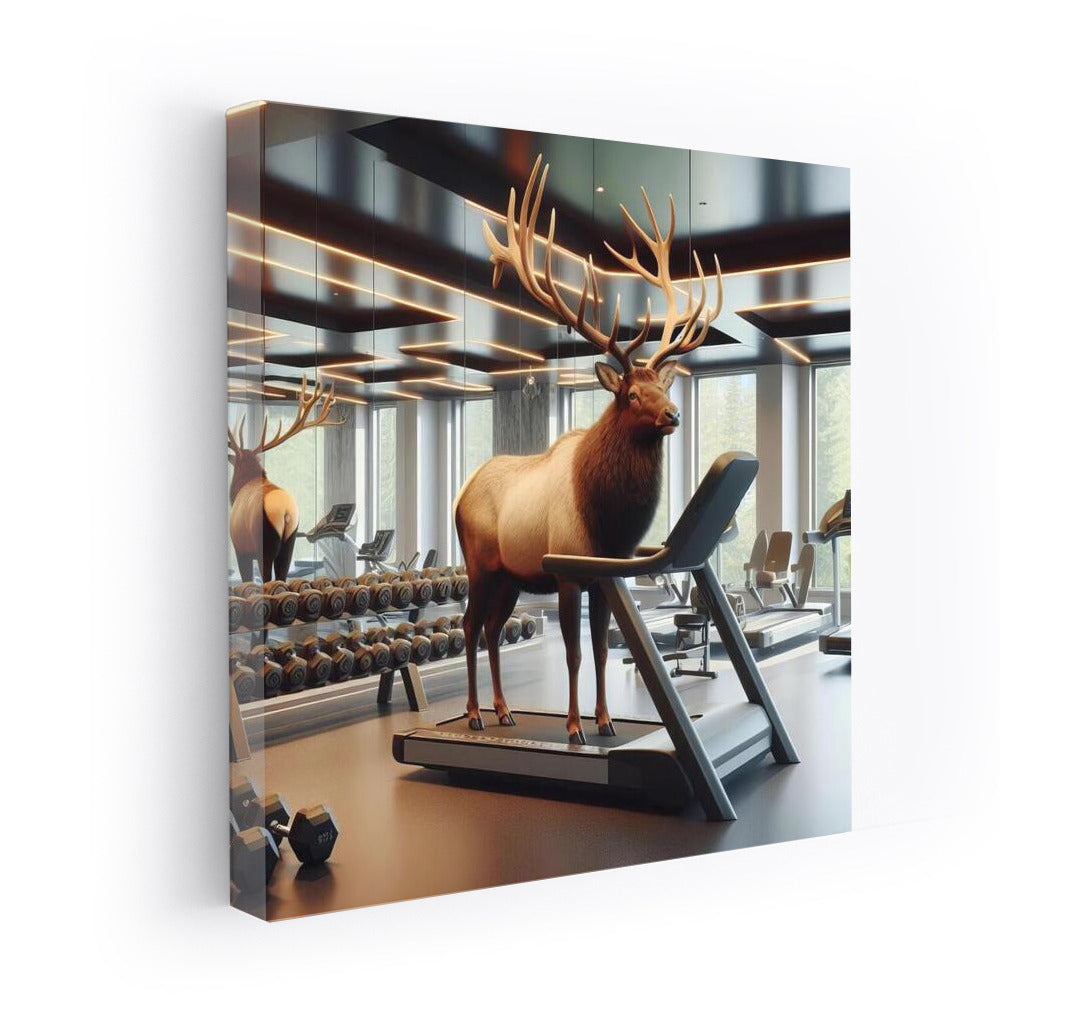 Deer on a Treadmill: Stylish Decor for a Fitness Room