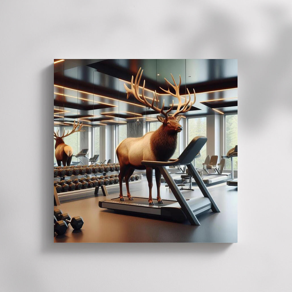 Deer on a Treadmill: Stylish Decor for a Fitness Room