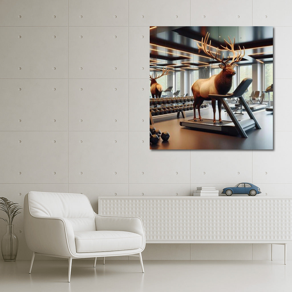 Deer on a Treadmill: Stylish Decor for a Fitness Room