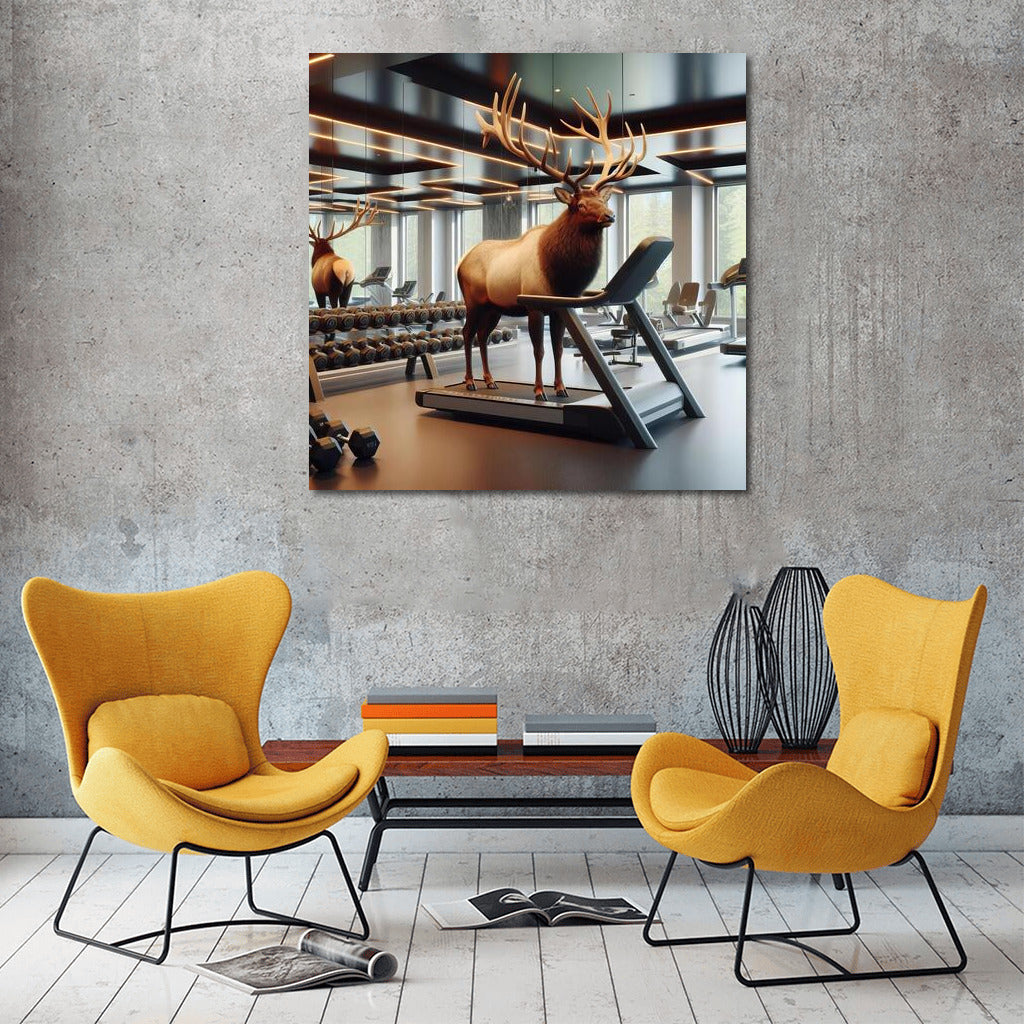 Deer on a Treadmill: Stylish Decor for a Fitness Room