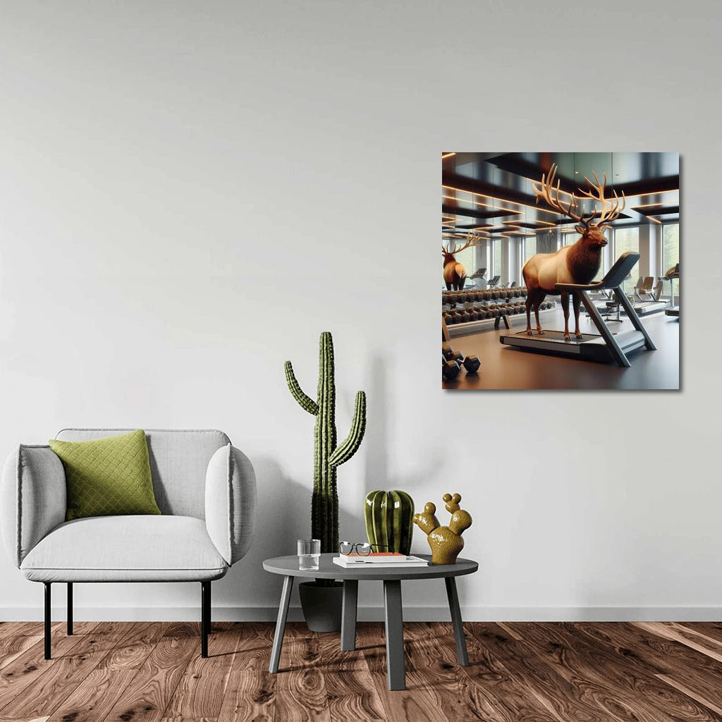 Deer on a Treadmill: Stylish Decor for a Fitness Room