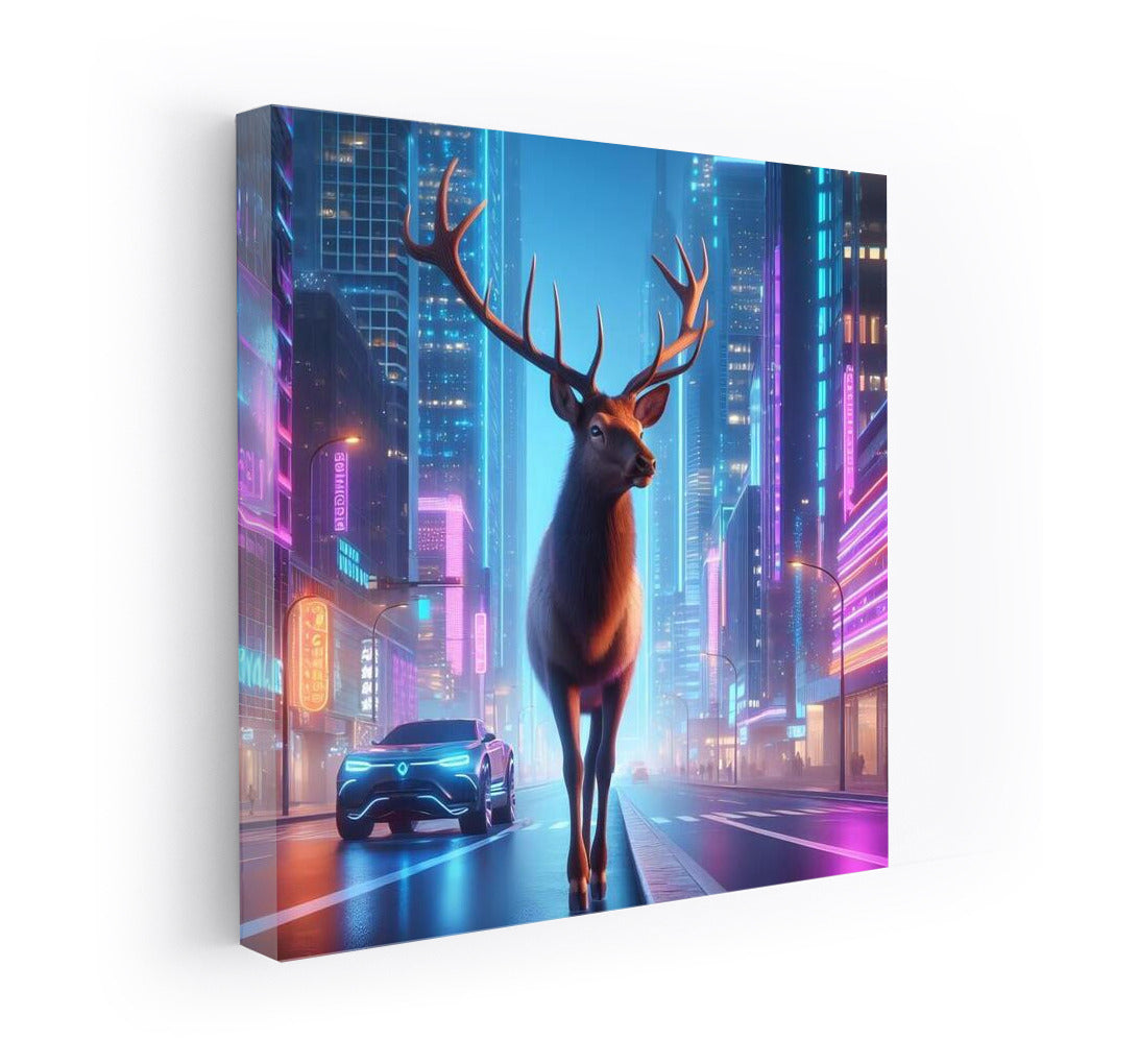 Graceful Elk in the City of the Future: Elk Futuristic Cityscape 3 for Your Interior