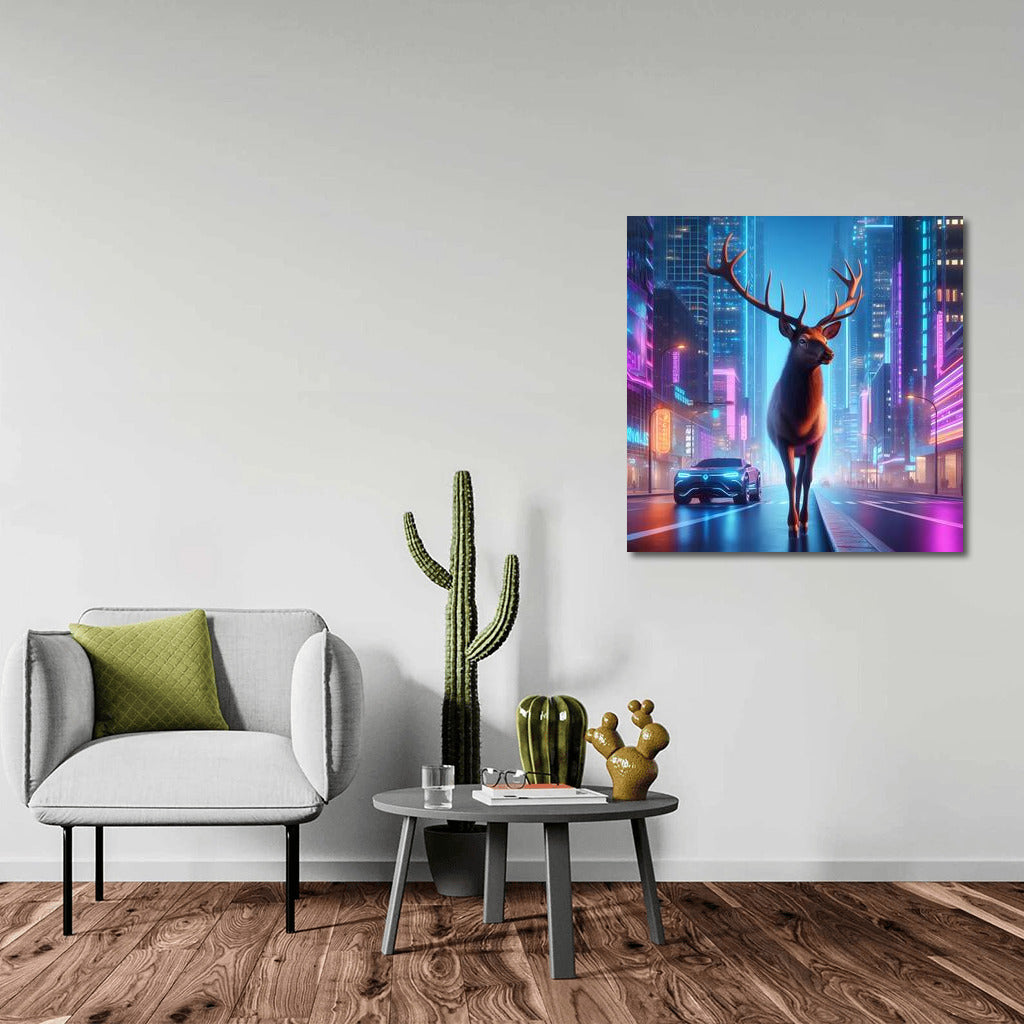 Graceful Elk in the City of the Future: Elk Futuristic Cityscape 3 for Your Interior