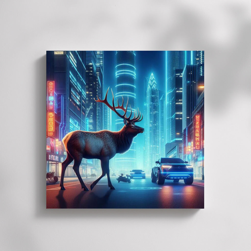 Neon Moose in the City of the Future: Futuristic Landscape