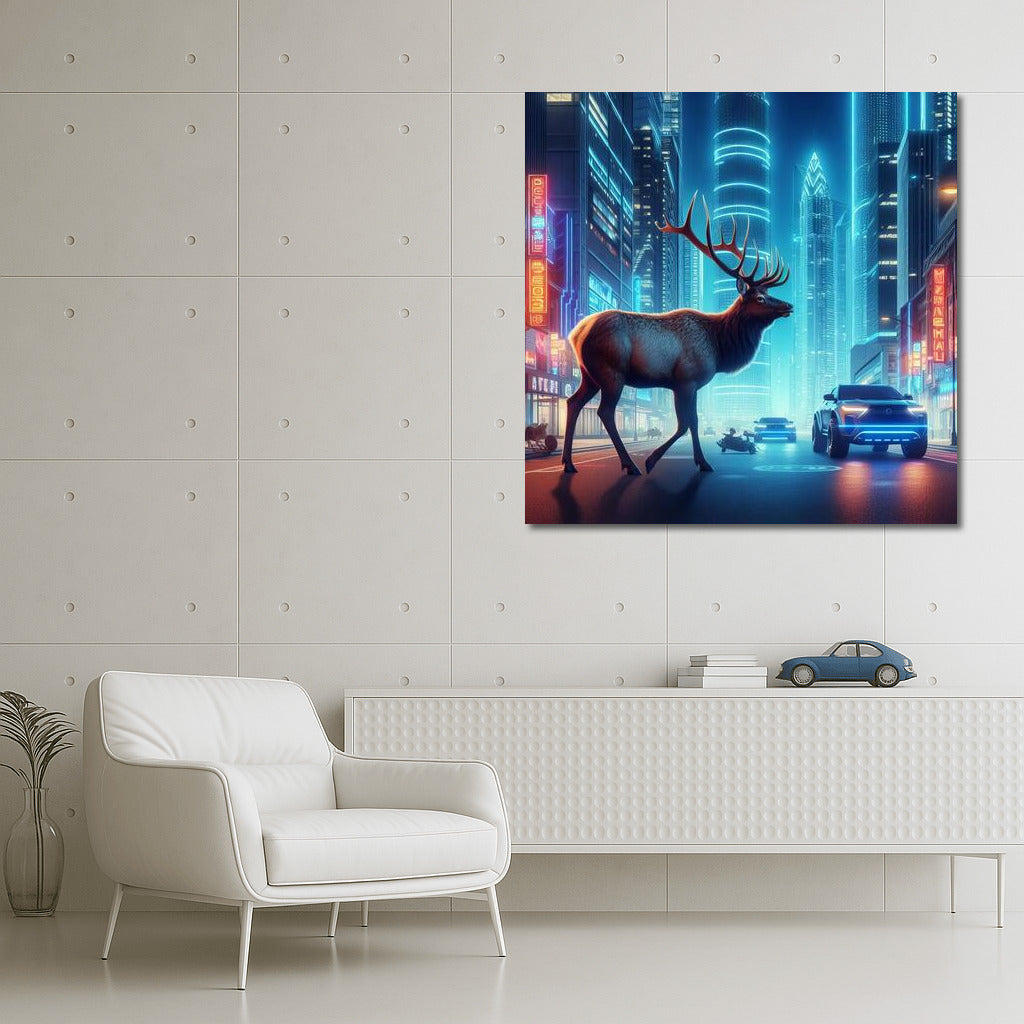 Neon Moose in the City of the Future: Futuristic Landscape