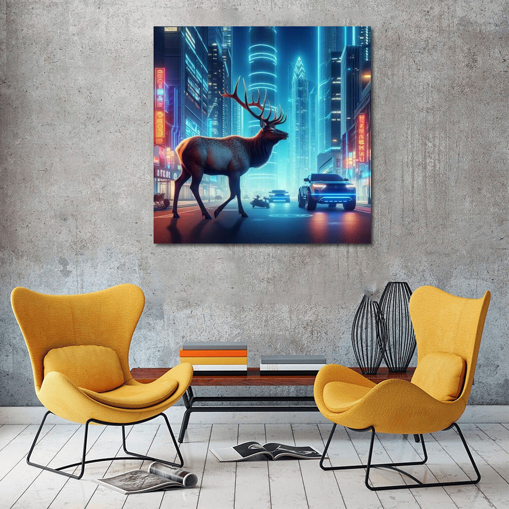 Neon Moose in the City of the Future: Futuristic Landscape