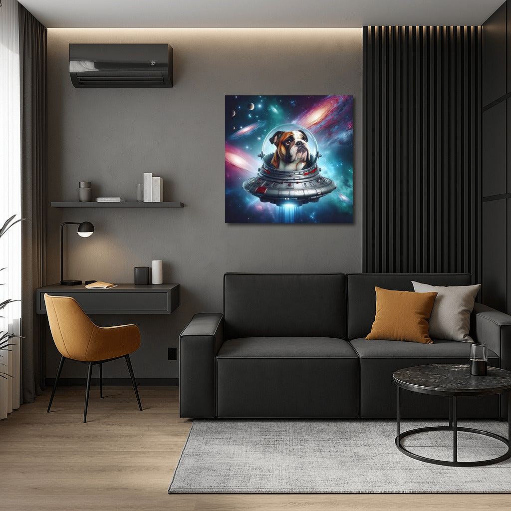 English Bulldog's Space Journey: Exploring Faraway Galaxies