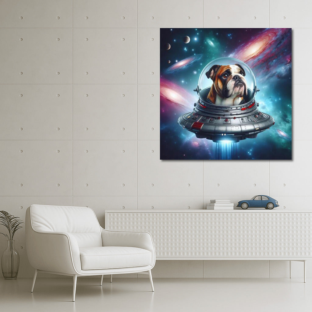 English Bulldog's Space Journey: Exploring Faraway Galaxies