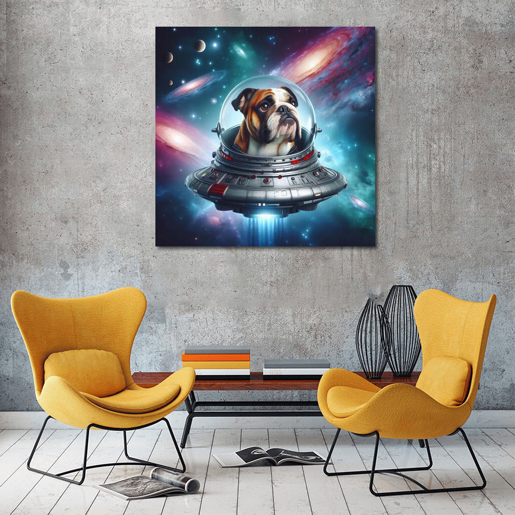 English Bulldog's Space Journey: Exploring Faraway Galaxies
