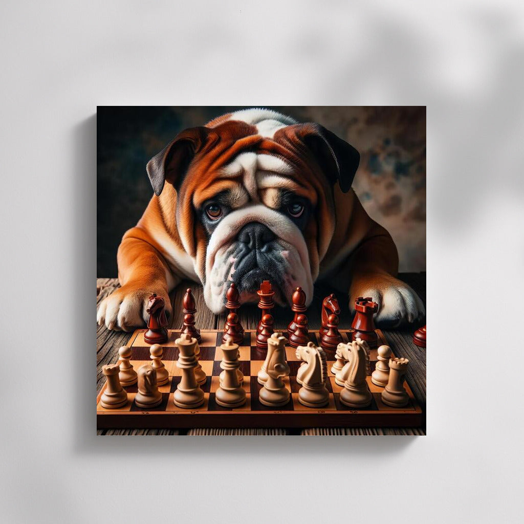 Chess Duel: English Bulldog and Living Pieces