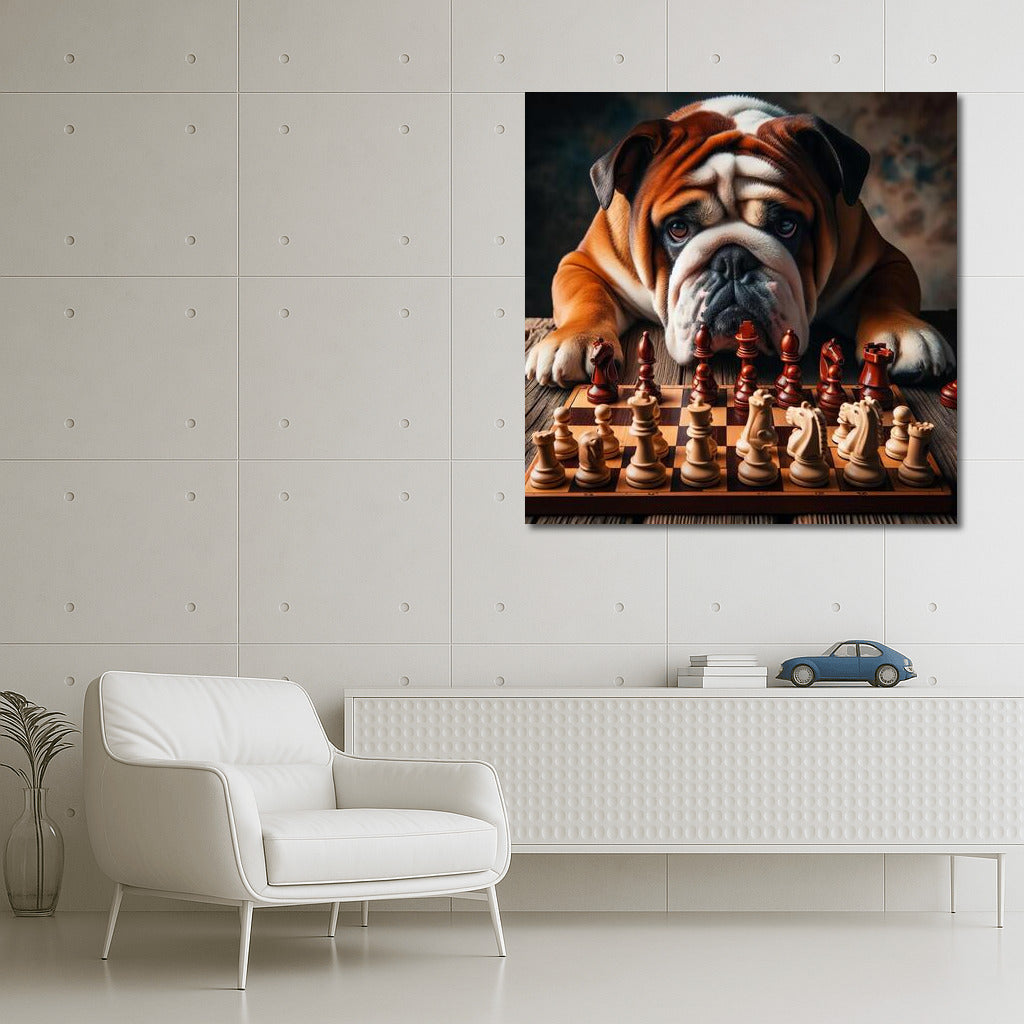 Chess Duel: English Bulldog and Living Pieces