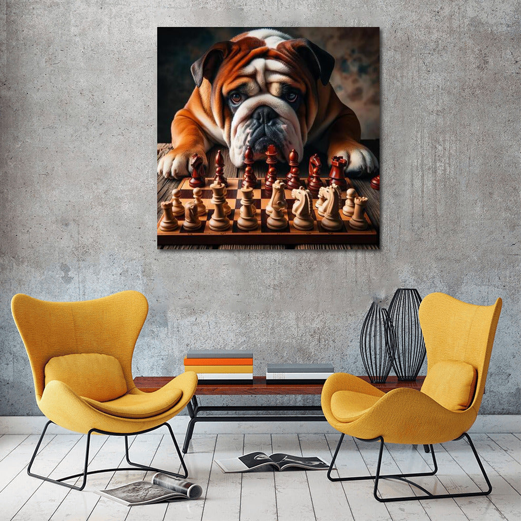 Chess Duel: English Bulldog and Living Pieces