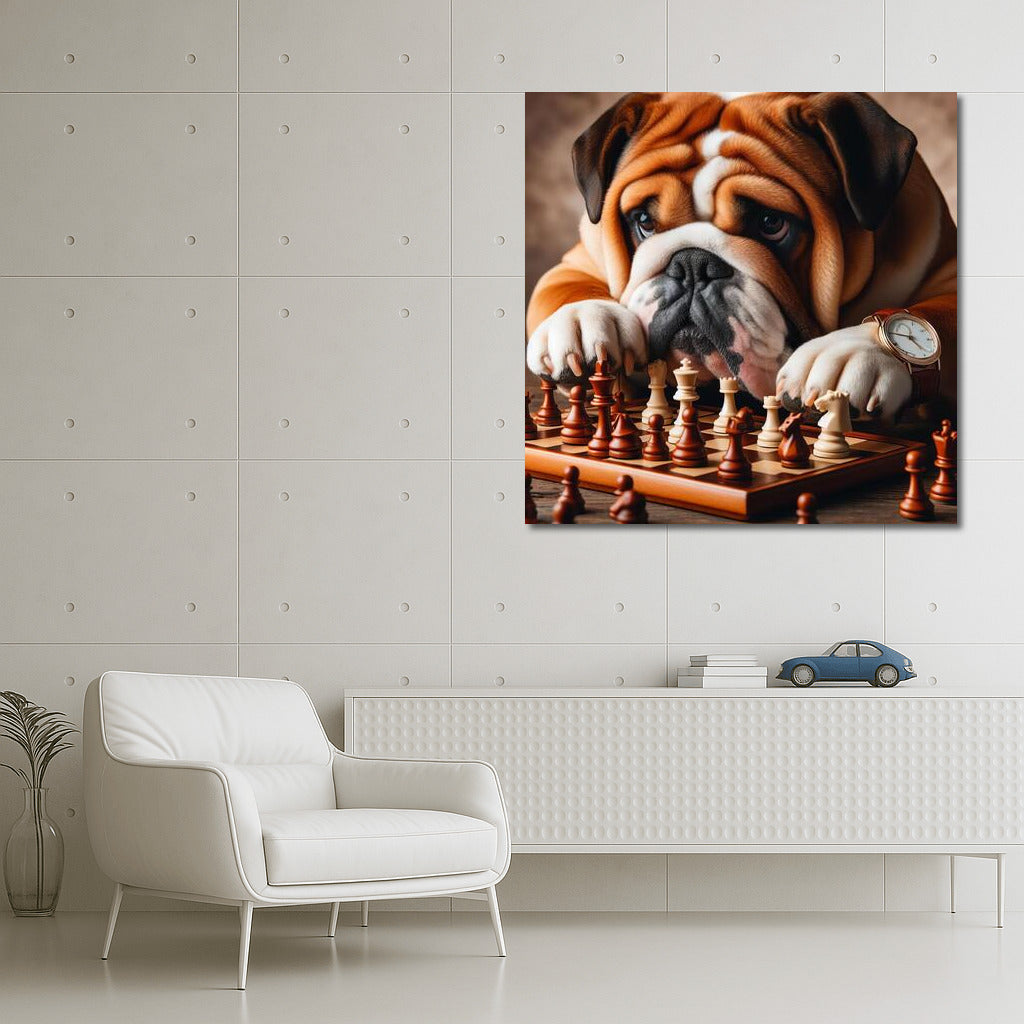 Chess Tournament: English Bulldog and Live Pieces in Play