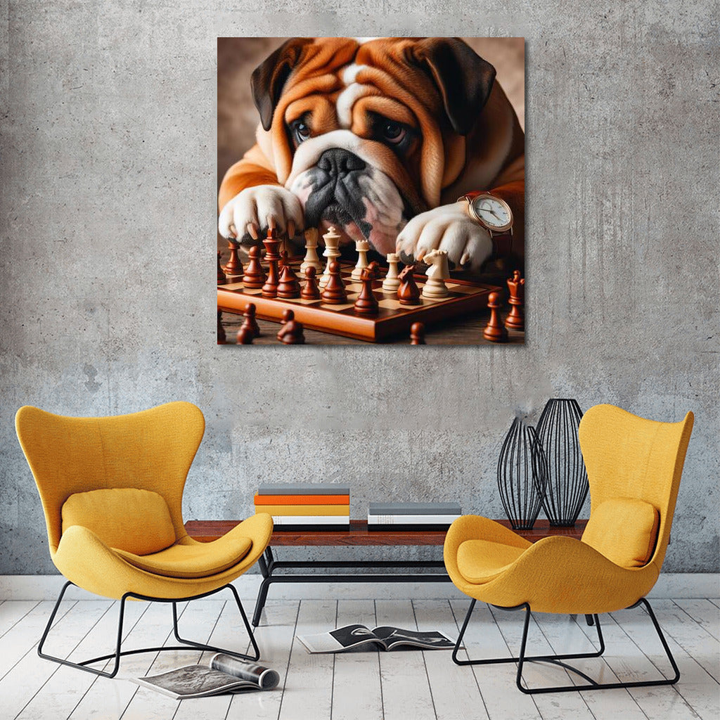Chess Tournament: English Bulldog and Live Pieces in Play