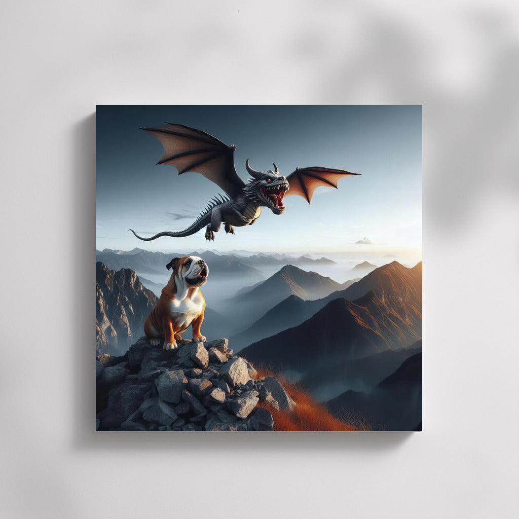 Soaring Bulldog Dragon over the Mountain Peaks