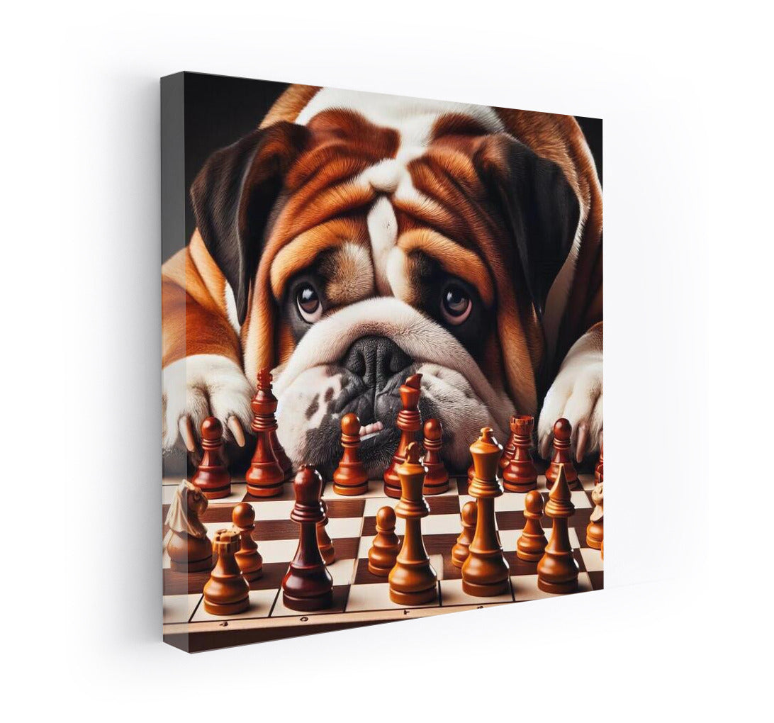 Chess Tournament: English Bulldog and Live Pieces