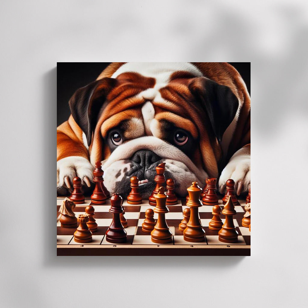 Chess Tournament: English Bulldog and Live Pieces