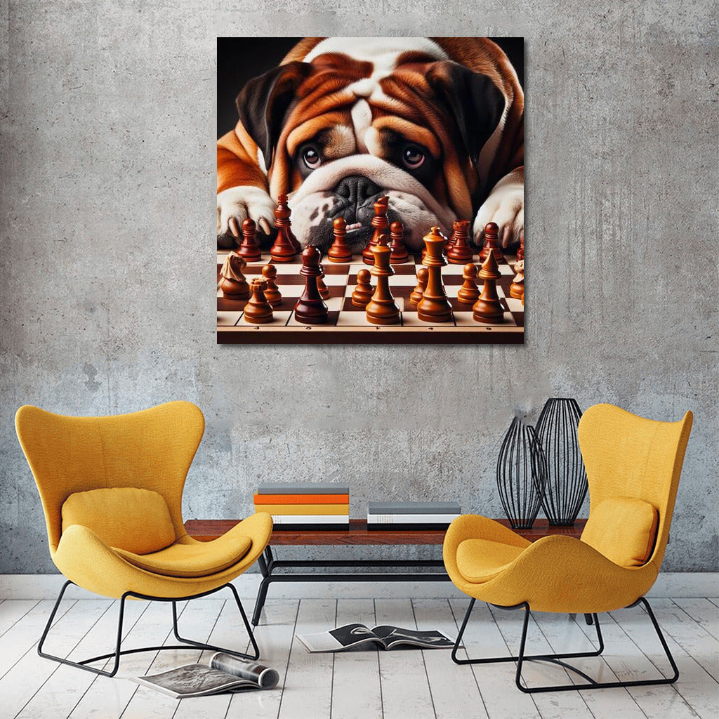 Chess Tournament: English Bulldog and Live Pieces