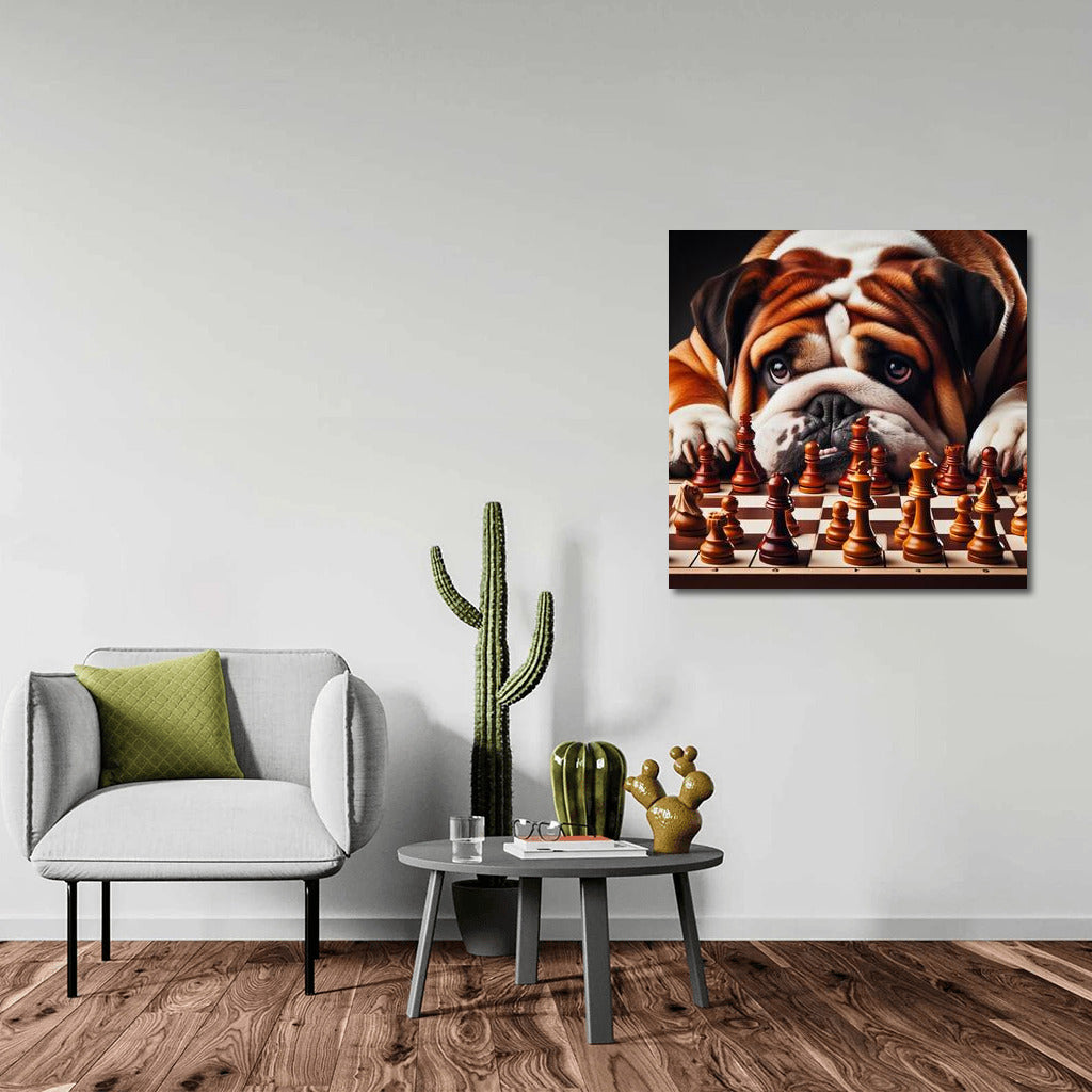 Chess Tournament: English Bulldog and Live Pieces