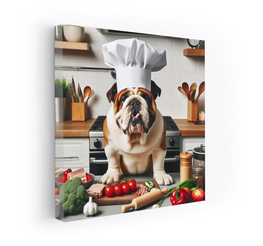 Culinary Master: English Bulldog in a Chef's Hat