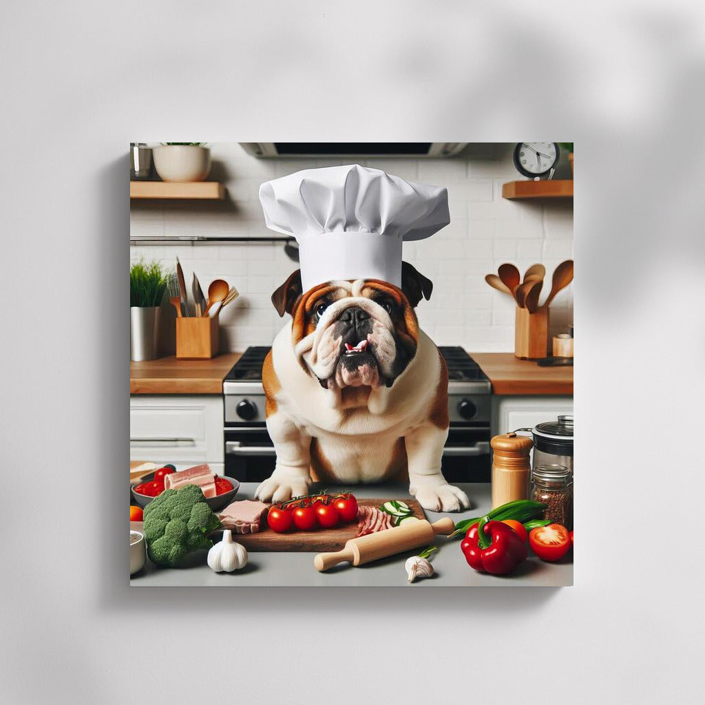 Culinary Master: English Bulldog in a Chef's Hat