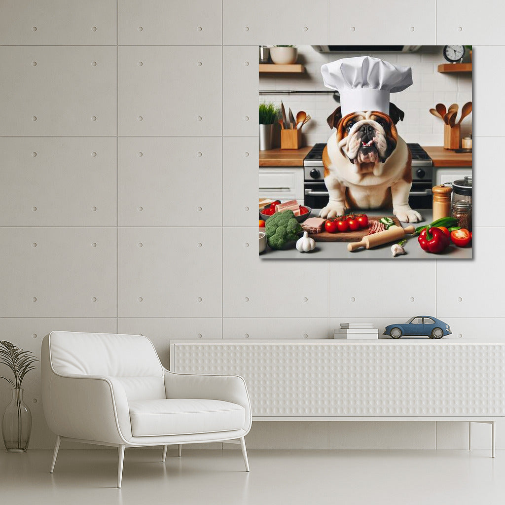Culinary Master: English Bulldog in a Chef's Hat