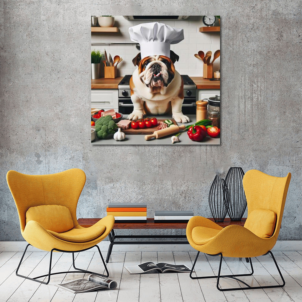 Culinary Master: English Bulldog in a Chef's Hat
