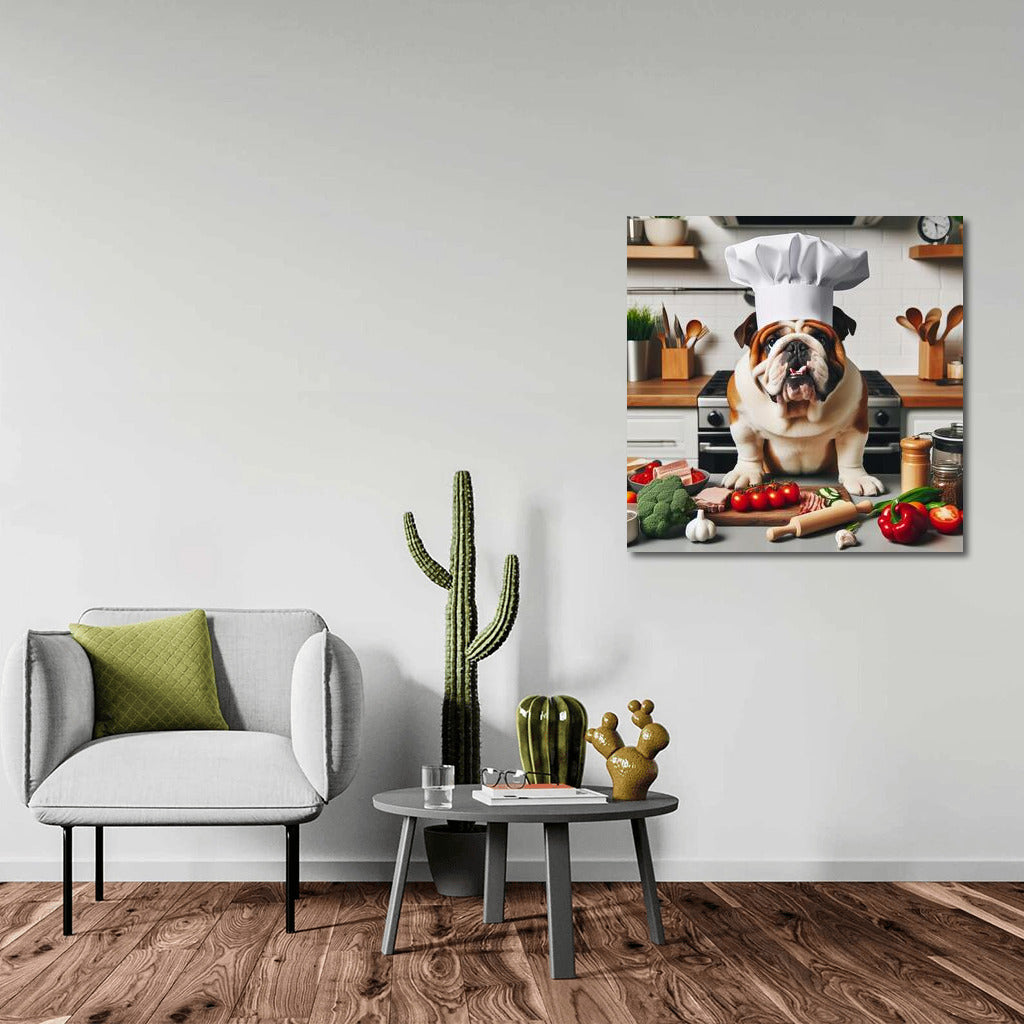 Culinary Master: English Bulldog in a Chef's Hat